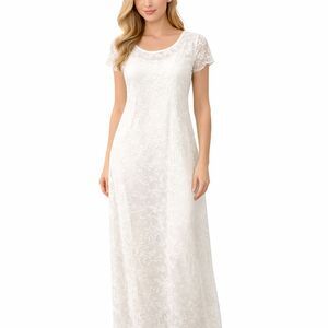 Romantic White Lace Maxi Dress XS | Boho Vintage Long Dress